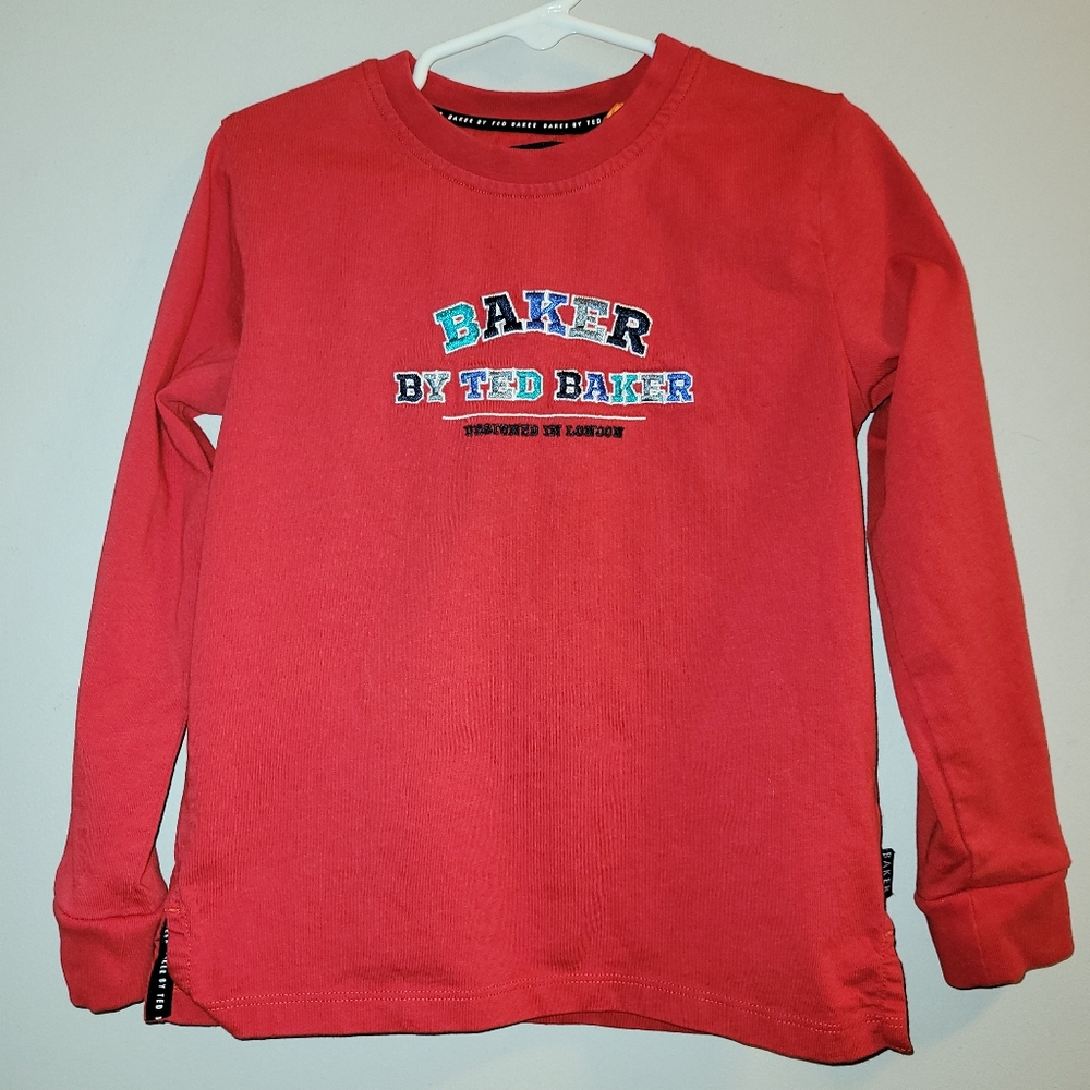 Baker by Ted Baker Red Kids Long Sleeved Embroidered Cotton Shirt 4T 5T